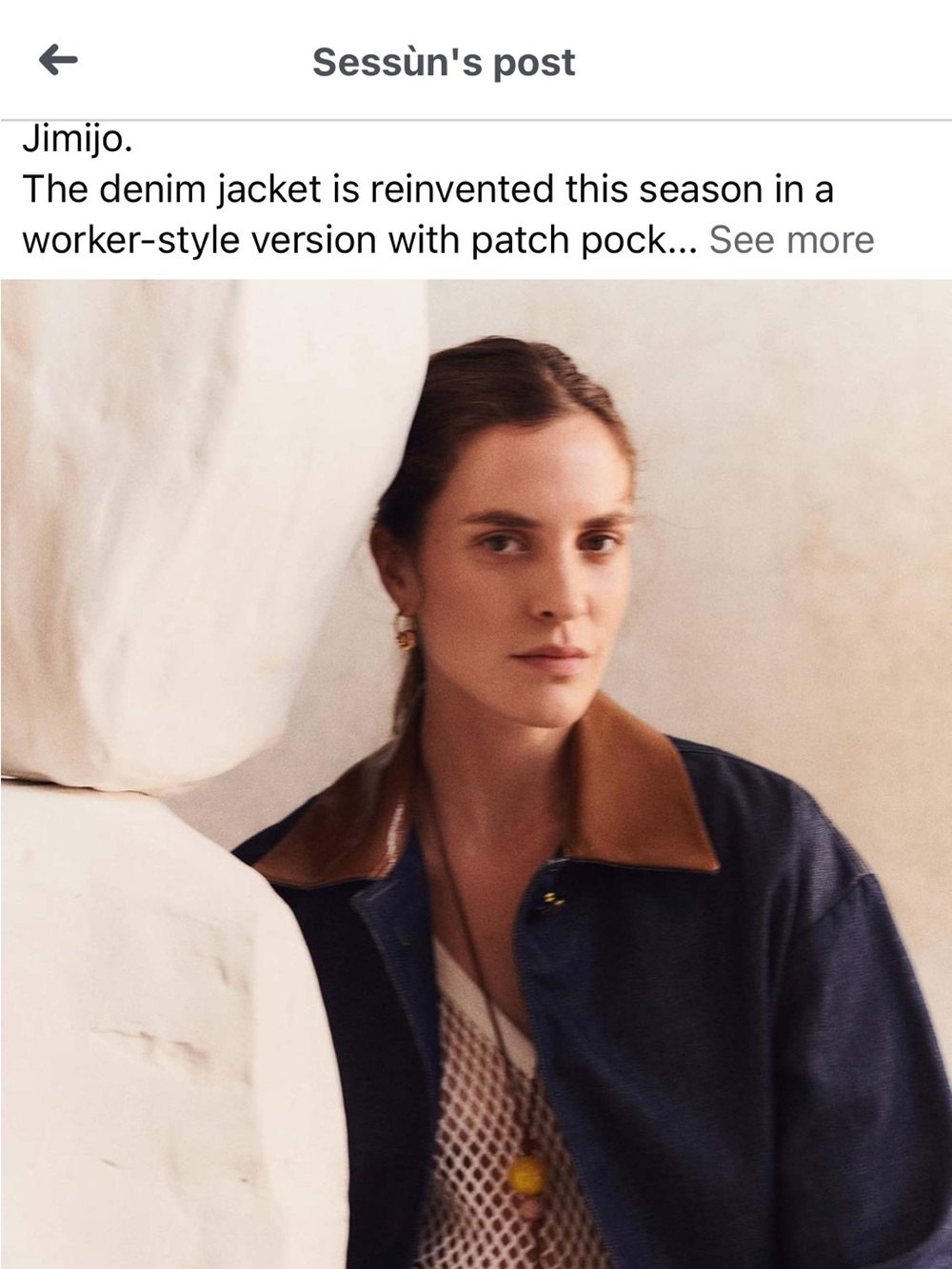 Blue Denim Worker Jacket with Brown Collar